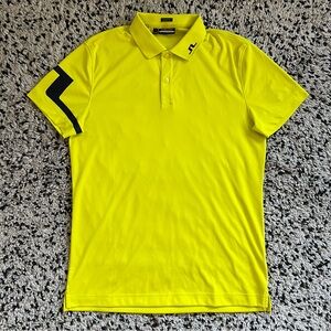 J.Lindeberg Heath Polo Shirt Neon Yellow Short Sleeve Golf Men’s Medium
